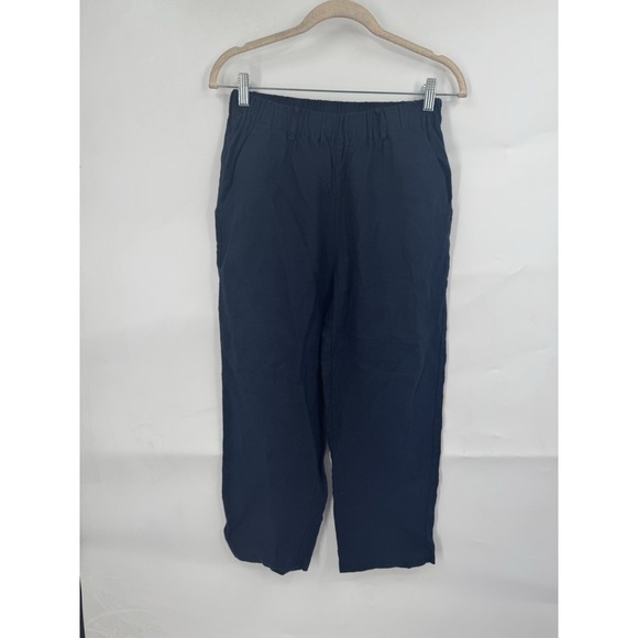 Quince Pants - Quince Linen Casual Pant Women XS Navy Blue Minimalist Beach Coastal Pull On